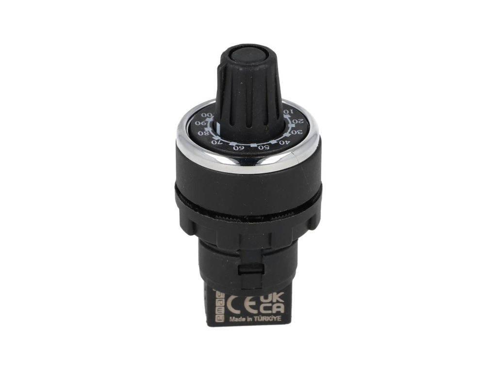 BPR05K — POTENCIOMETRO 22mm 5K OHMS 1.5WATTS CON PERILLA GRADUADA, TOLERANCIA 10%, RESISTENCIA DE AISLAMIENTO MIN 10M OHMS (500VCD) 17.30 MA