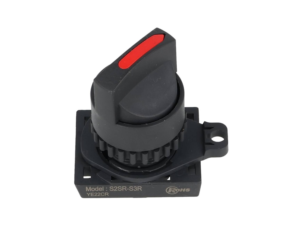 S2SR-S3R — SWITCH SELECTOR ROJO MANIJA CORTA, 22mm, 2 POSICIONES MANTENIDO