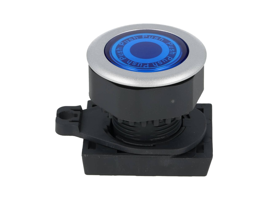 S3PF-P3B — BOTON PULSADOR RASANTE LED AZUL, 1A Y 1C
