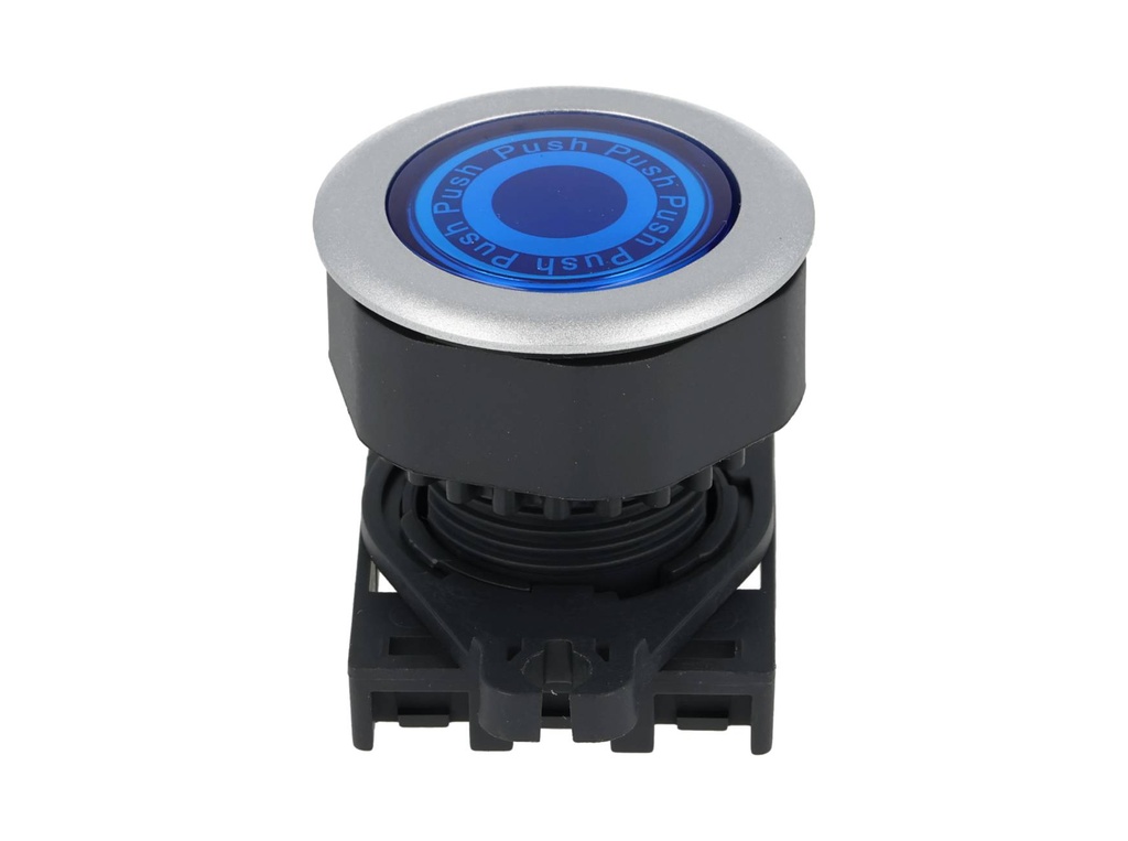 S3PF-P3B — BOTON PULSADOR RASANTE LED AZUL, 1A Y 1C