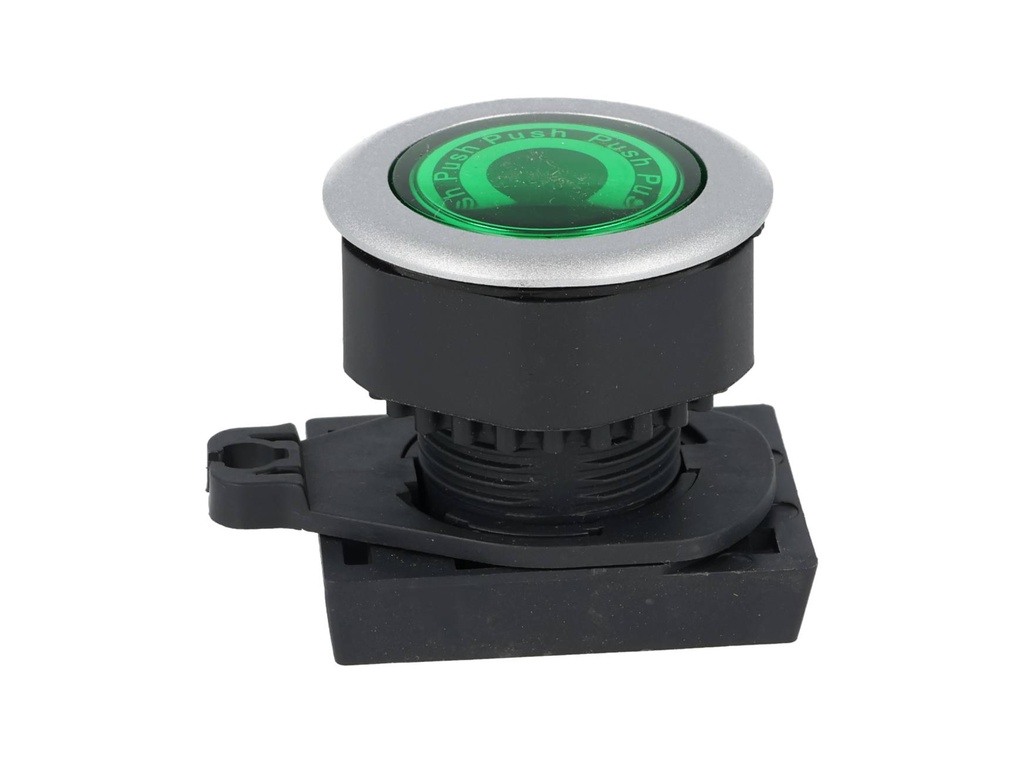 S3PF-P3G — BOTON PULSADOR RASANTE LED VERDE 30MM
