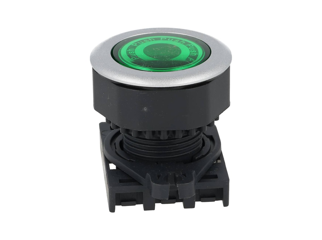 S3PF-P3G — BOTON PULSADOR RASANTE LED VERDE 30MM