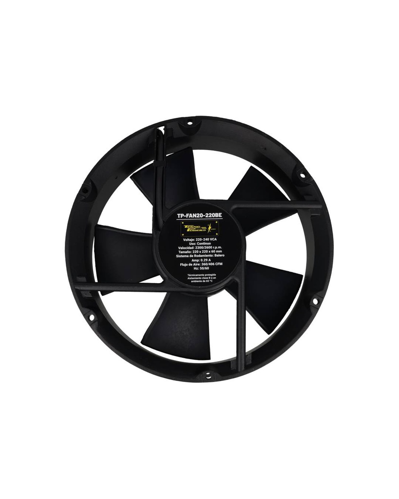 TP-FAN20-220BE — VENTILADOR CON BALERO 220VCA 220X220X60mm2800RPM, CFM=360-406, 0.29AMP.