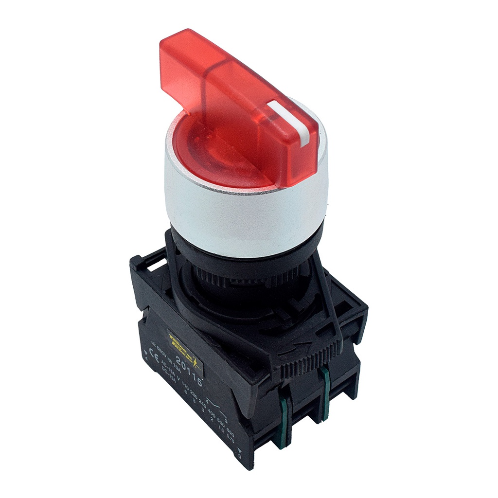 BKJ3465 — SELECTOR 3 POS.2NA/1NC 22mm LED ROJO CAPACIDAD DE CONTACTOS MANETA LARGA CA110-660/15A, CD110/6A *NO SON A PRUEBA DE EXPLOSION*