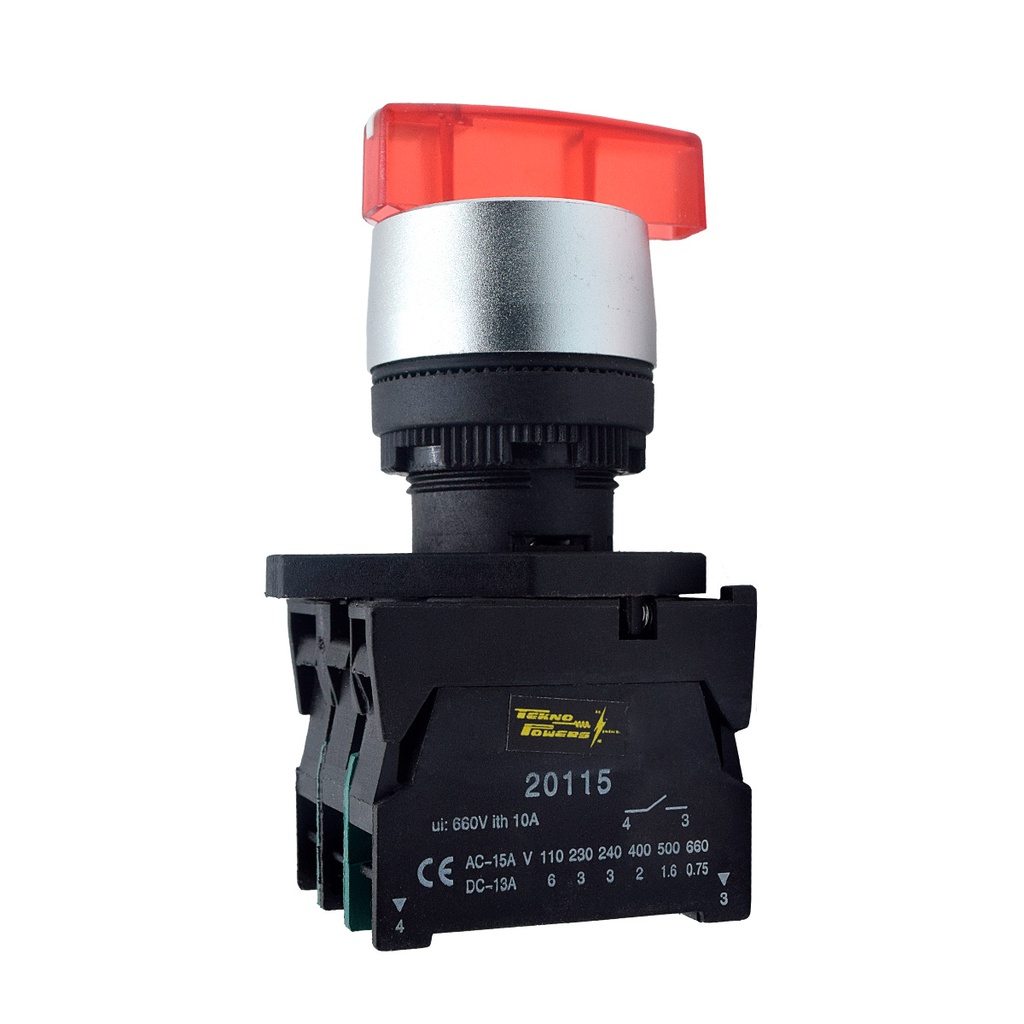 BKJ3465 — SELECTOR 3 POS.2NA/1NC 22mm LED ROJO CAPACIDAD DE CONTACTOS MANETA LARGA CA110-660/15A, CD110/6A *NO SON A PRUEBA DE EXPLOSION*