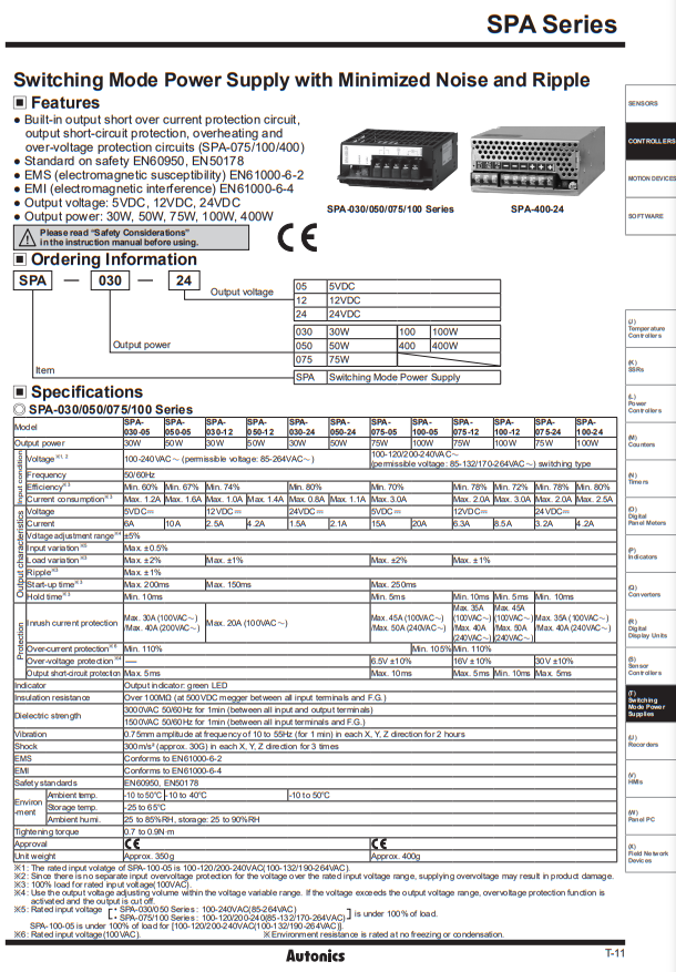 SPA-030-12 — FUENTE DE PODER 12VCD, 30W, 2.5AMP.100-240VCA