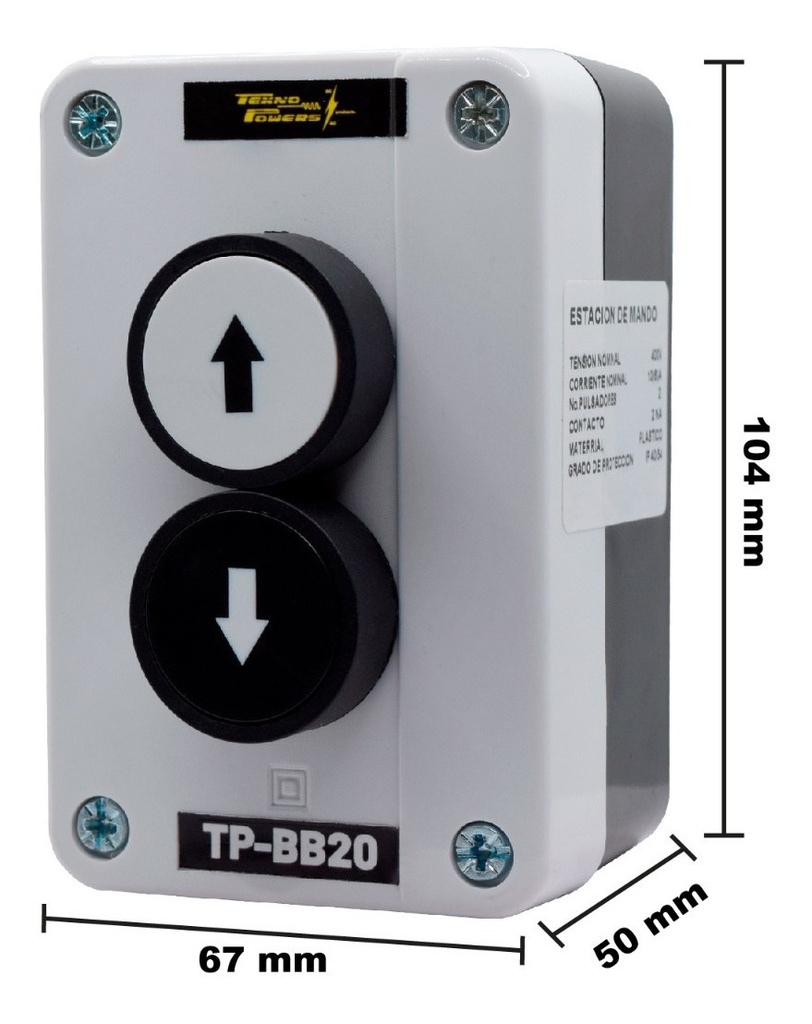 Pulsador En Caja Arriba Y Abajo 2na 3a 240v Tp-bb2o 2pzas