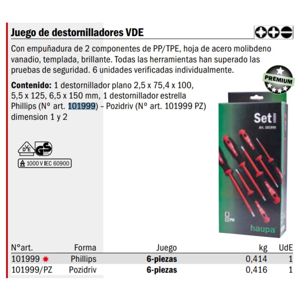 ET10199900 - JUEGO DE DESTORNILLADORES 2C VDE PH