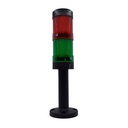 501-L01RG024 — TORRETA 50mm 24VCA/CD LED FIJO ROJO, VERDE, CON BASE Y POSTE 11CMS, NO BUZZER JD50204