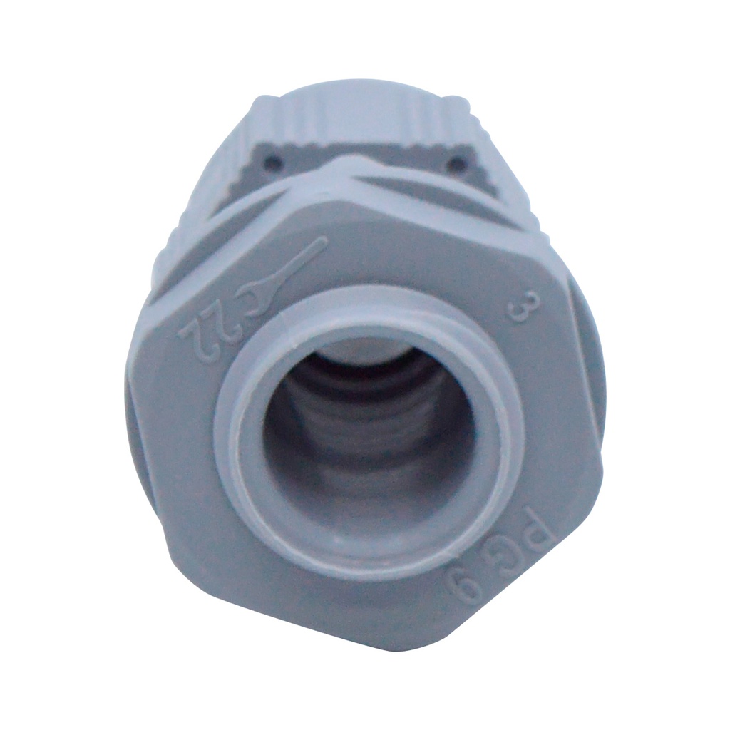 CG-PG9 — CONECTOR GLAND.PG9 8mm (5/16 ) POLIAM GRISINCLUYE TUERCA, BARRENO 19/32