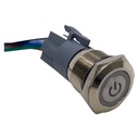 TP-ML19-PR12-24 — INTERRUPTOR METALICO 19mm 12-24V ON-OFF, CON SIMBOLO AZUL Y CONECTOR