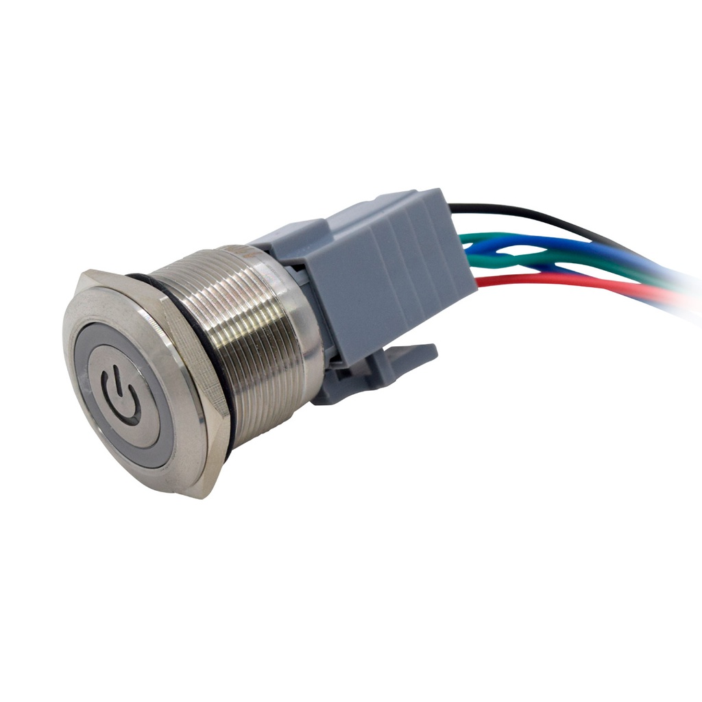 TP-ML25-PR110 — INTERRUPTOR METALICO 25mm 110V ON-OFF2P2T (SIMBOLO POWER) 