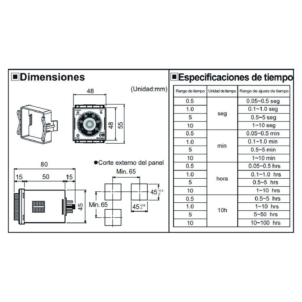 AT8N — TEMPORIZADOR A MULTIFUNC.2P2T, 80-240VCA/24-240VCD