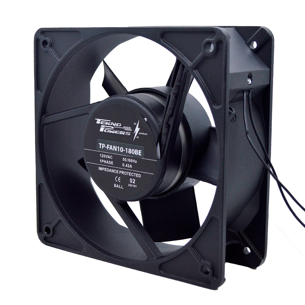 TP-FAN10-180BE — VENTILADOR C/BALERO 120VCA 180X180X65MM, RPM 2600/3000, 345/395CFM. 0.42AMP. #REJILLA 180M   NO INCLUIDA