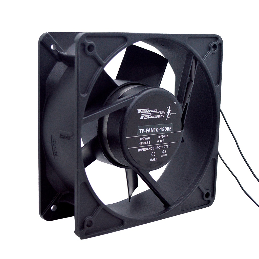 TP-FAN10-180BE — VENTILADOR C/BALERO 120VCA 180X180X65MM, RPM 2600/3000, 345/395CFM. 0.42AMP. #REJILLA 180M   NO INCLUIDA