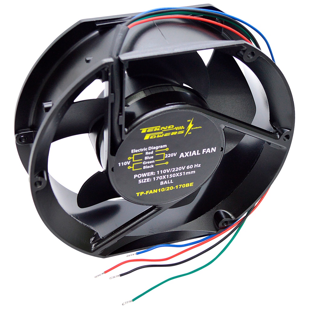 TP-FAN10/20-170BE — VENTILADOR C/BALERO 110/220VCA 170X150X51MM, RPM2650-2950, CFM176-198, 0.4AMP. REJILLA 170P /170PF 170M (NO INCLUIDA)