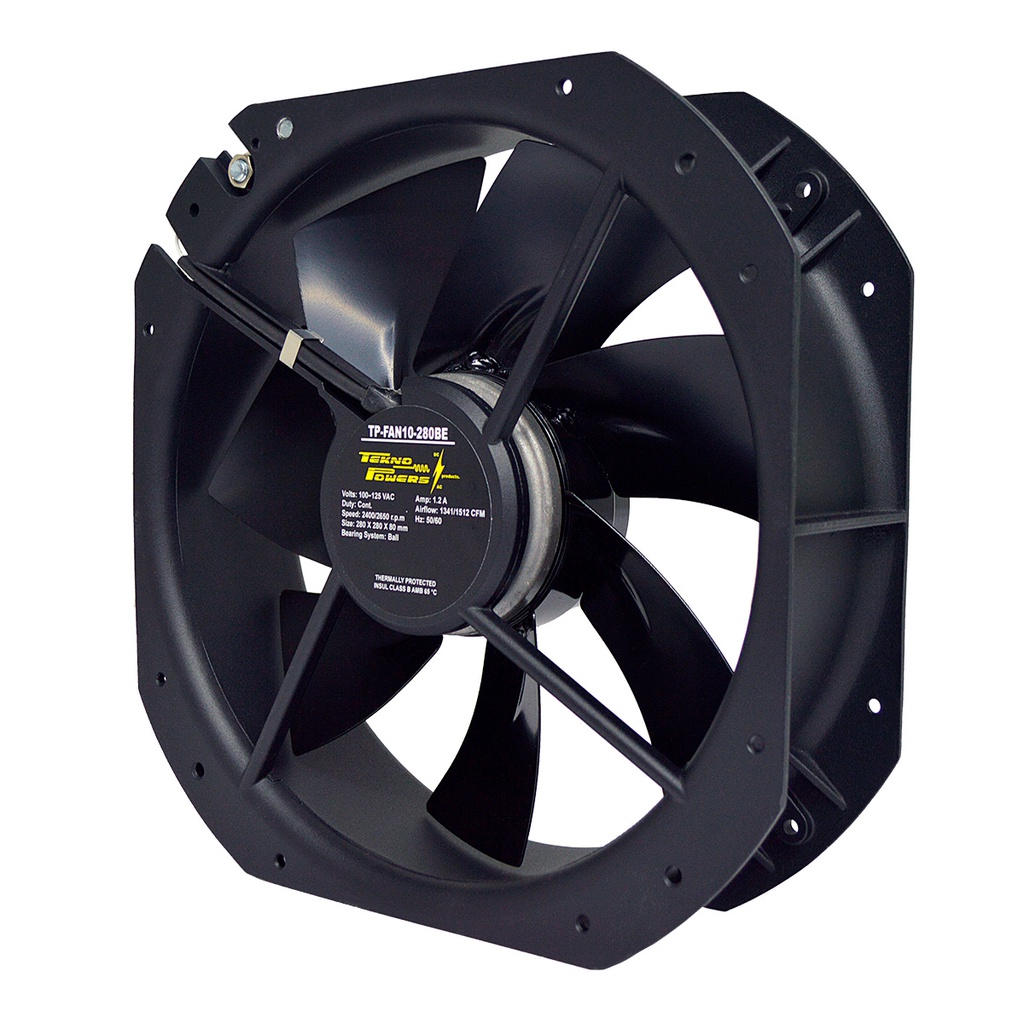 TP-FAN10-280BE — VENTILADOR CON BALERO 110VCA 280X280X80mm2400-2650RPM, CFM=1341/1512, 1.2AMP.