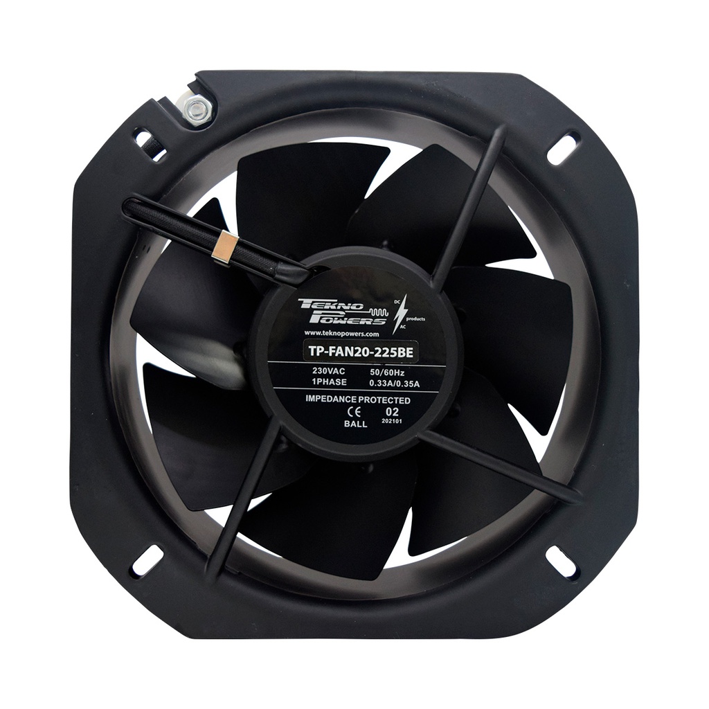 TP-FAN20-225BE — VENTILADOR C/BALERO 220VCA 225X225X80MM, 2300/2600RPM, CFM 586-676, 0.33AMP, #REJILLA 200,(NO INCLUIDA)