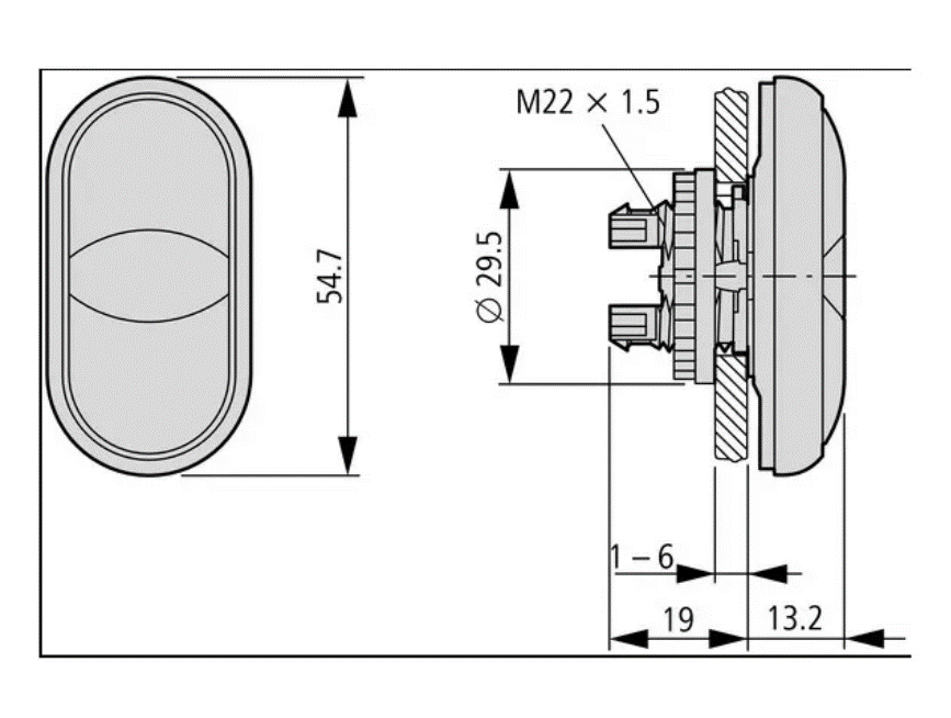 M22-DDL-GR-X1/X0 — BOTONERA DOBLE UTILIZA BASE M22-A