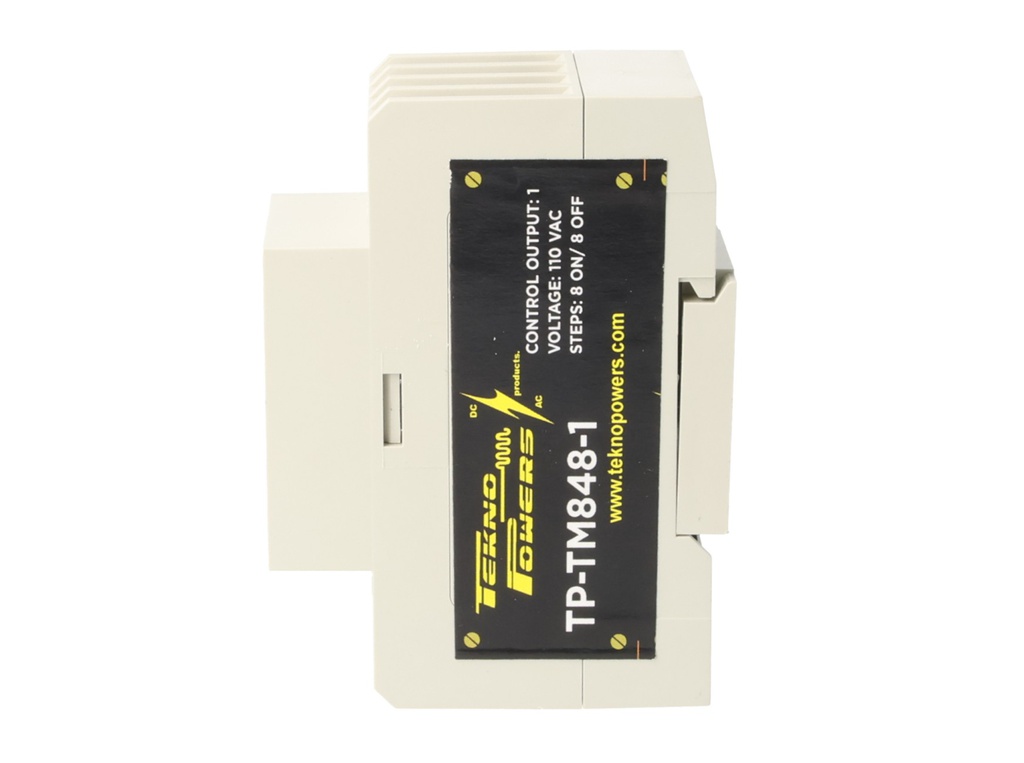 TP-TM848-1 — TIMER D SEMANAL, 120VCA, 8/ON-8/OFF 1CON 16AMP./AC1, 3AMP./AC2, BAT.RESP.36H, DIN RIEL