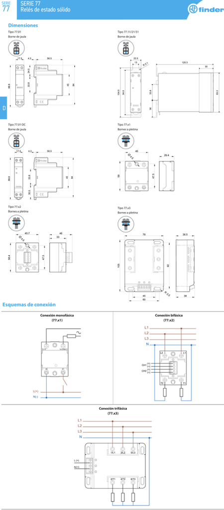 77A182308650 — Relé SSR 90/280VAC 1NA 24/660VAC 25A Finder 77A182308650