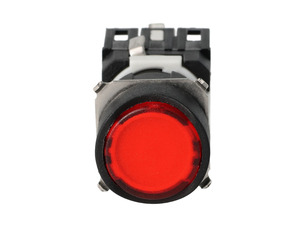 D060YDK — BOTON PULSADOR RESTADO NDO ROJO 16mm, 24VCA/CD, RASANTE MOMENTANEO ILUMINADO CON LED, MAXIMO 2 CONTACTOS