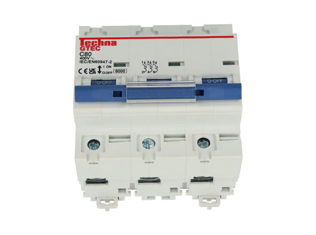 3C80 — INTERRUPTOR MINIATURA 3P 80AMP 440VCA PARA RIEL CURVA C