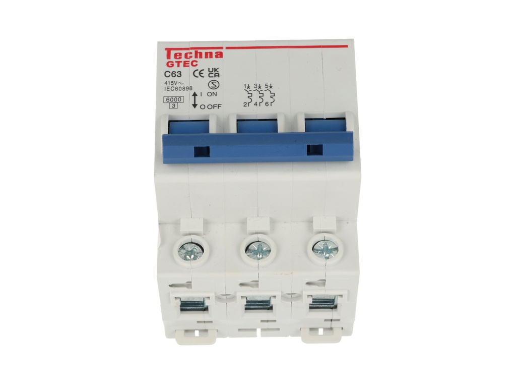 3C63 — INTERRUPTOR MINIATURA 3P 63AMP 440VCA PARA RIEL CURVA C