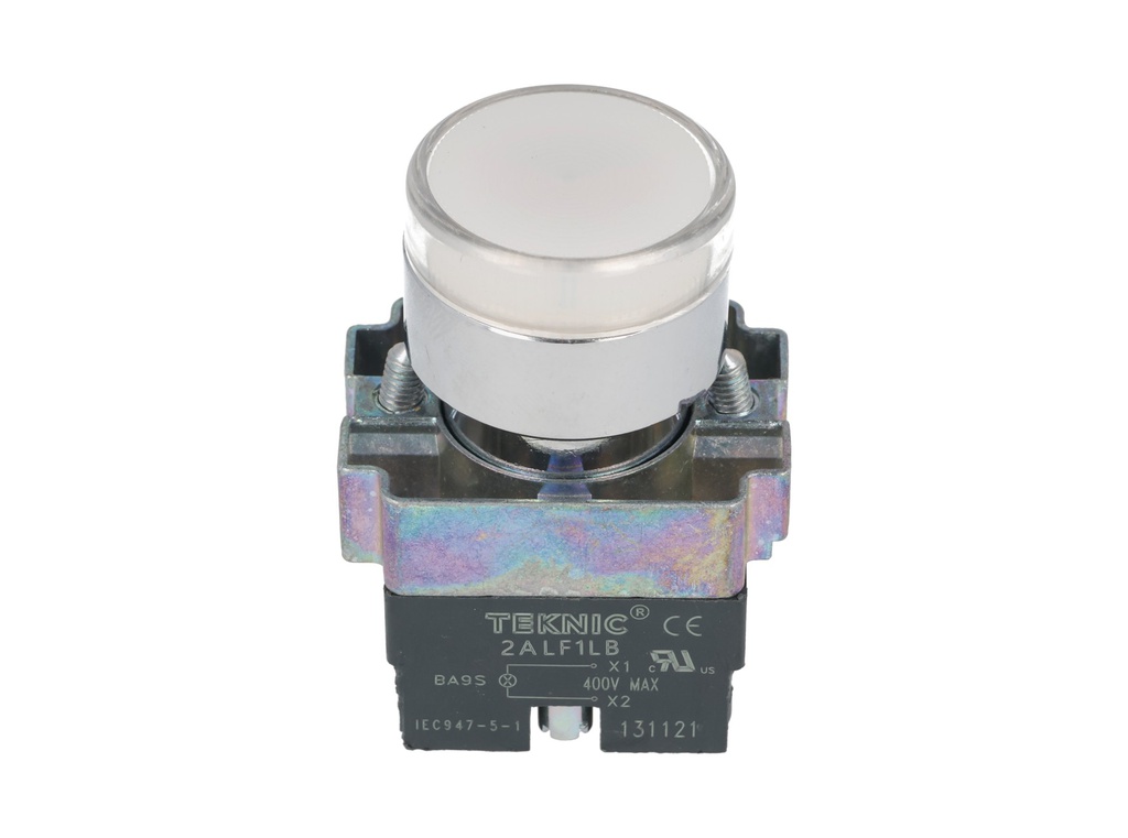 2ALF1LB-400 — PULSADOR ILUMINADO NO INCLUYE LED 6V, 12V, 24V, 48V, 110V, 230VCA/CD #MCB91*** (***=VOLTAJE) 