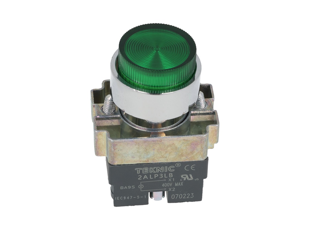 2ALP3LB-400 — PULSADOR ILUMINADO SALIENTE NO INCLUYE LED 6, 12, 24, 48, 110, 230VCA/CD #MCB93*** (**=VOLTAJ