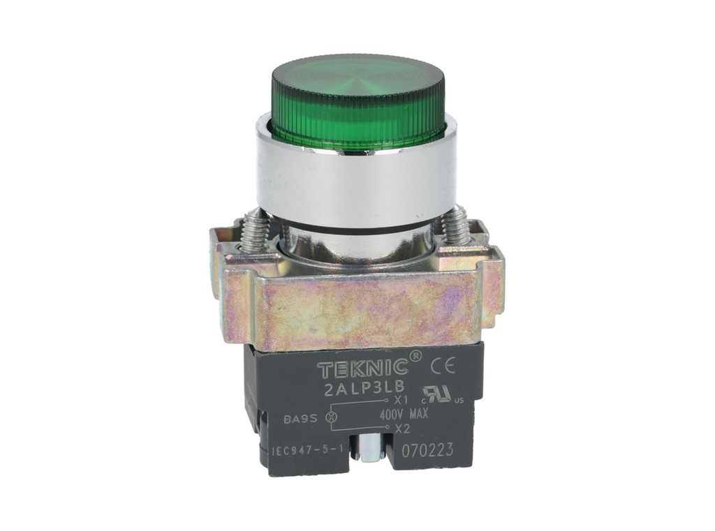 2ALP3LB-400 — PULSADOR ILUMINADO SALIENTE NO INCLUYE LED 6, 12, 24, 48, 110, 230VCA/CD #MCB93*** (**=VOLTAJ