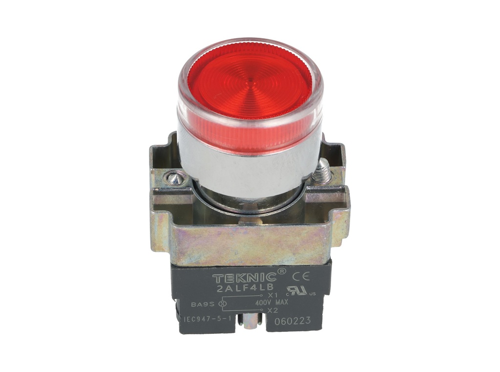 2ALF4LB-400 — PULSADOR ILUMINADO NO INCLUYE LED 6V, 12V, 24V, 48V, 110V, 230VCA/CD #MCB94*** (***=VOLTAJE) 