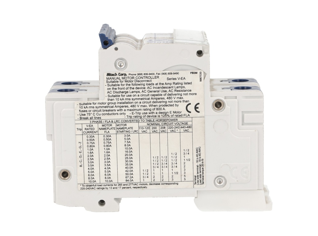 2C2.56 — INTERRUPTOR MINIATURA 2POLOS CURVA C 2.5AMP.230/400VCA