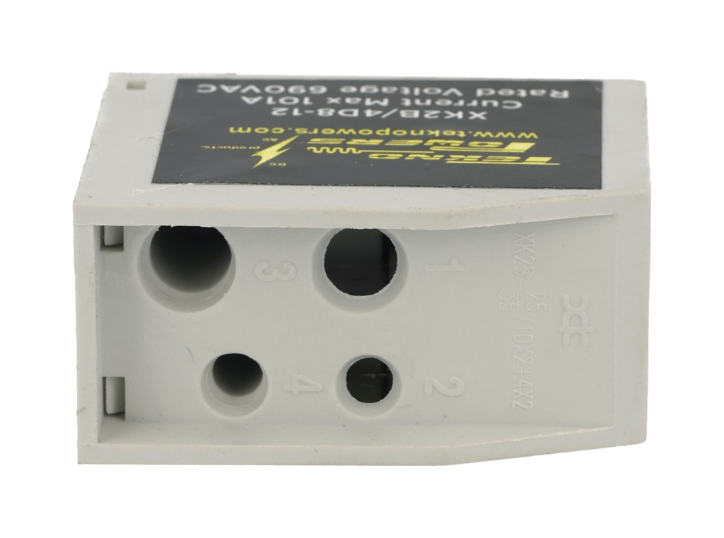 XK2B/4D8-12 — BLOQUE DE DISTRIBUCION PARA CONEXION DIRECTA AL BREAKER, 101A MAX., 4 CONDUCTORES, CALIBRE 12 AWG