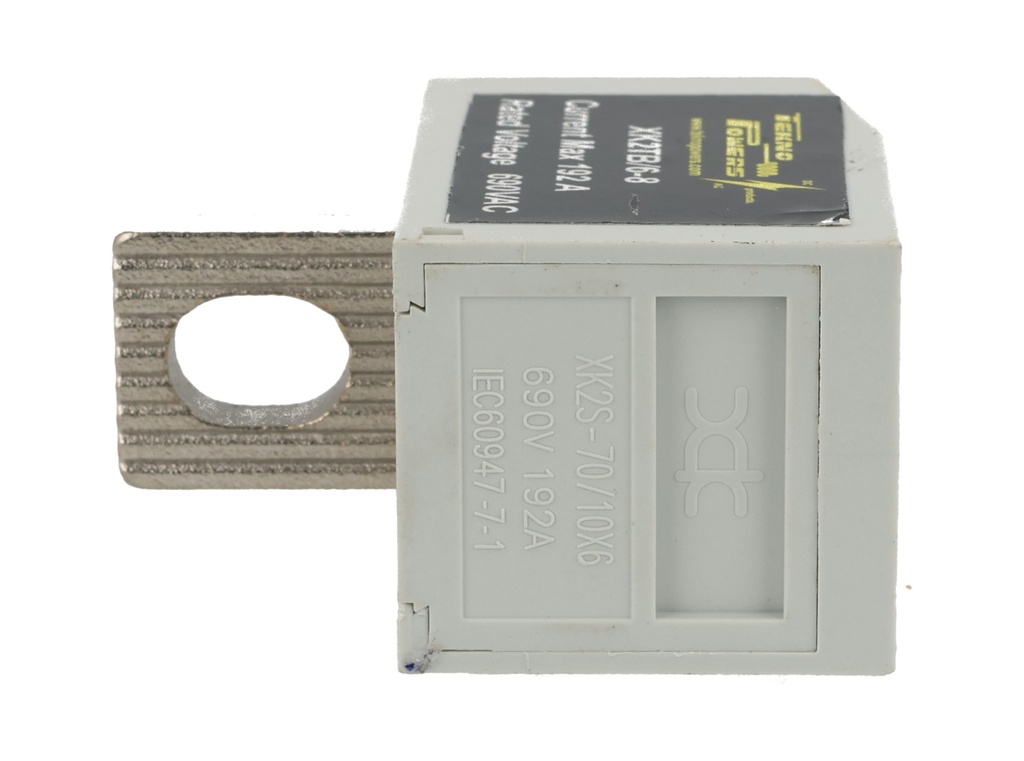 XK2TB/6-8 — BLOQUE DE DISTRIBUCION PARA CONEXION DIRECTA AL BREAKER, 192A MAX., 6 CONDUCTORES, CALIBRE 8 AWG