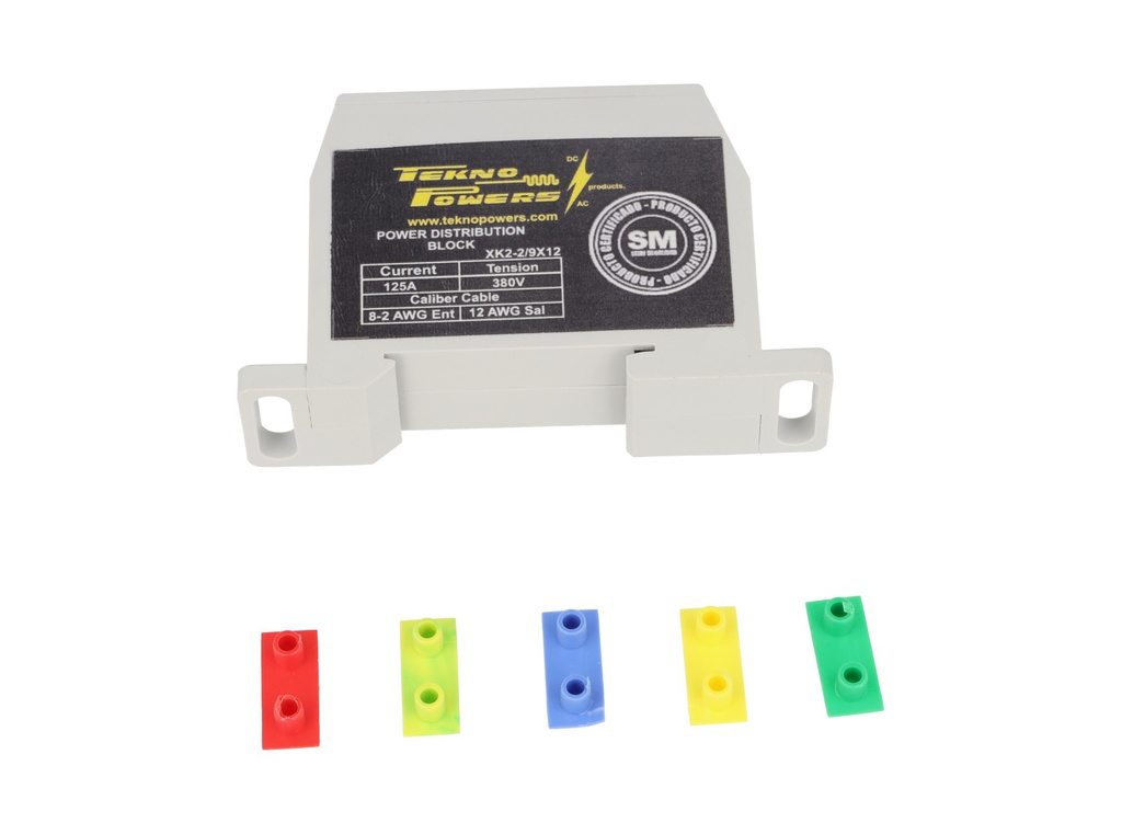 XK2-2/9X12 — BLOQUE DE DISTRIBUCION MULTIPROPÓSITO 125A MAX9 CONDUCTORES, CALIBRE 12AWG