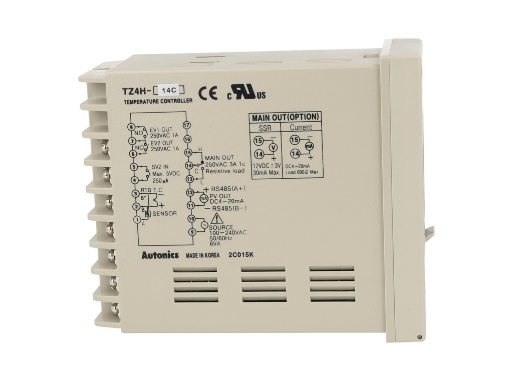 TZ4H-14C — CONTROLADOR DE TEMP. PID 100-240VCA, 48X96X100mm, SALIDA/CORRIENTE.