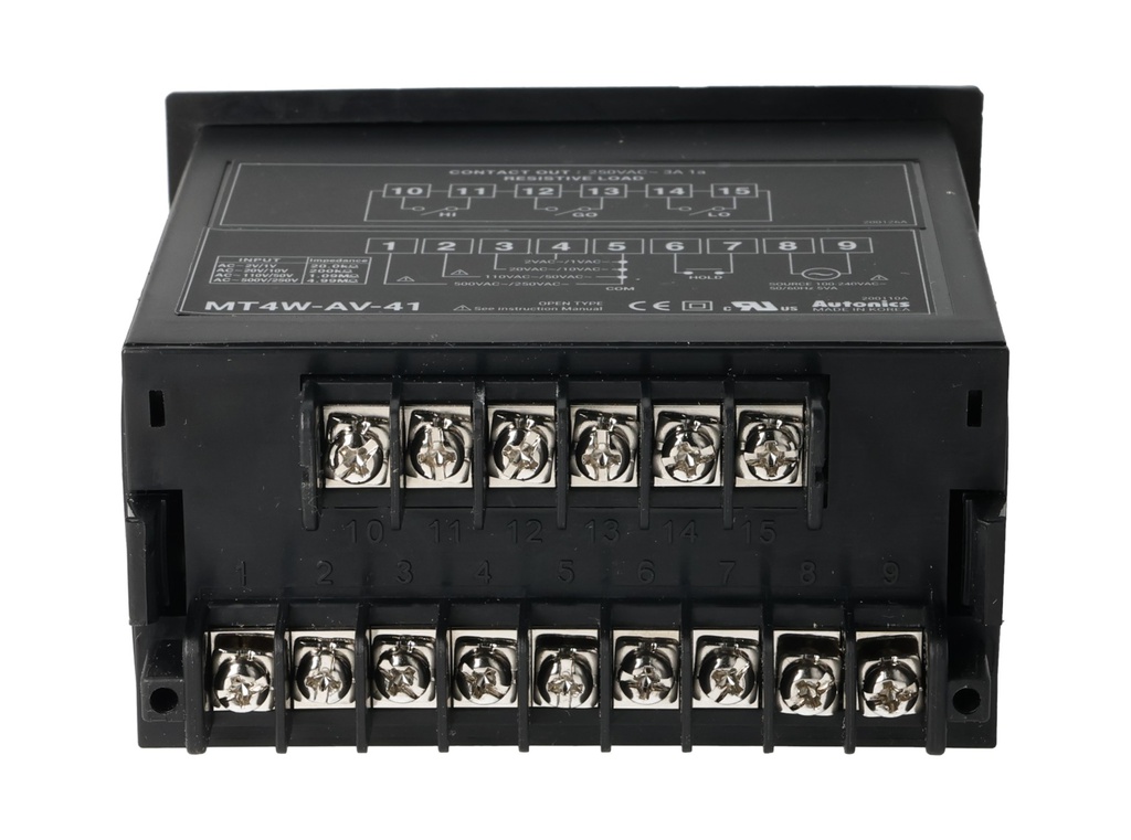 MT4W-AV-41 — VOLTIMETRO 4DIG.SALIDA3RELEVADOR (MAX, PROMEDIO) ALIMENTACION100-240VCA, 0-500VCA EQUIV. MP3-4AV1B 