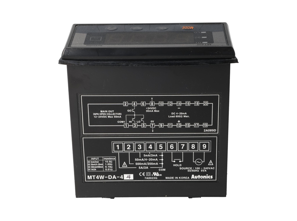 MT4W-DA-44 — AMPERIMETRO CD 4 DIGITOS NPN 96X48X120mm100 A 240 VCA