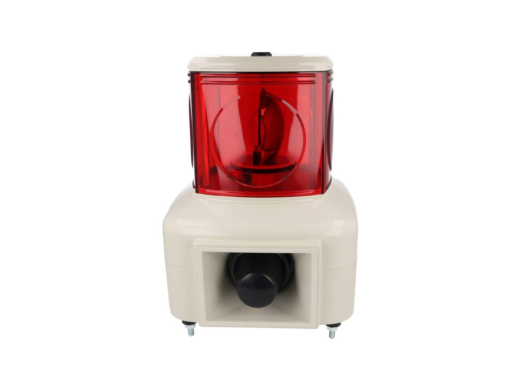 MSGS-110-1R — TORRETA INDUSTRIAL 125mm 110VCA (ROJO) CON SIRENA, MELODIA, 2TONOS, GIRATORIA