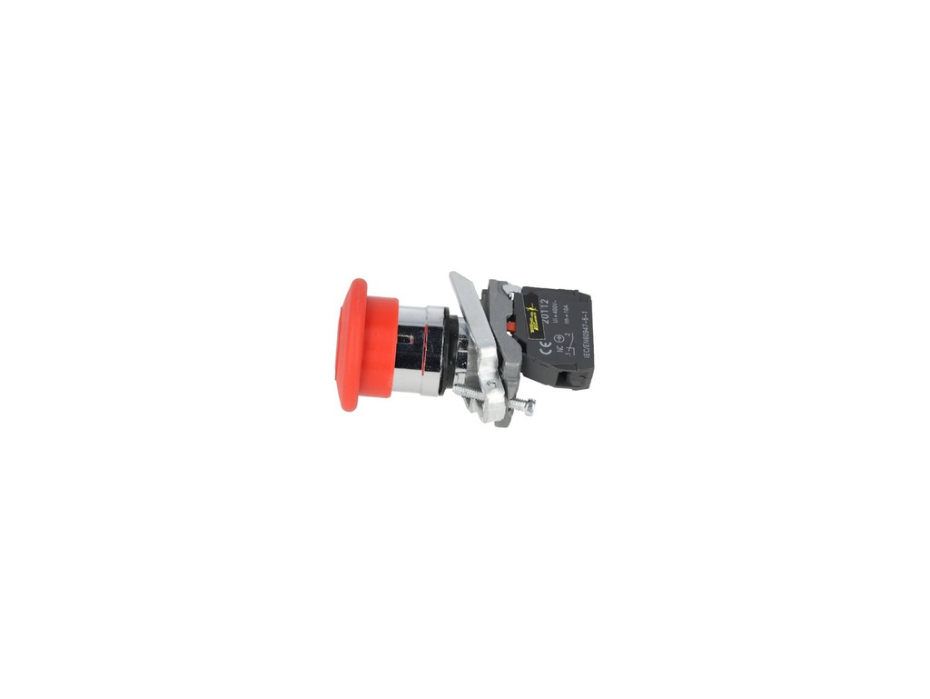 BS142 — HONGO FIJO 40mm ROJO CON LLAVE, 22mm, 1NC 10A/400VCA, 6A/250VCA, BASE METALICA *NO SON A PRUEBA DE EXPLOSION*