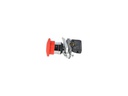 BS142 — HONGO FIJO 40mm ROJO CON LLAVE, 22mm, 1NC 10A/400VCA, 6A/250VCA, BASE METALICA *NO SON A PRUEBA DE EXPLOSION*