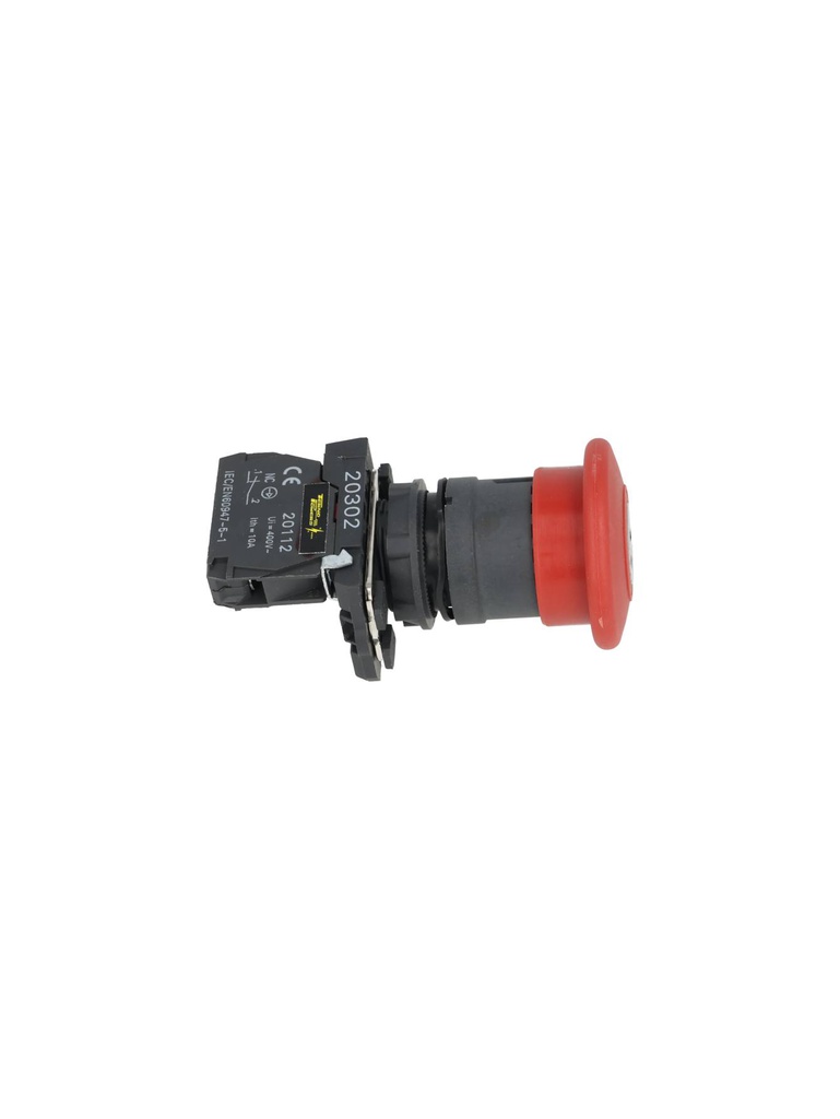 ES142 — HONGO FIJO 40mm ROJO CON LLAVE, 22mm, 1NC, 10AMP./400VCA, 6A/25VCA, BASE PLASTICA *NO SON A PRUEBA DE EXPLOSION*