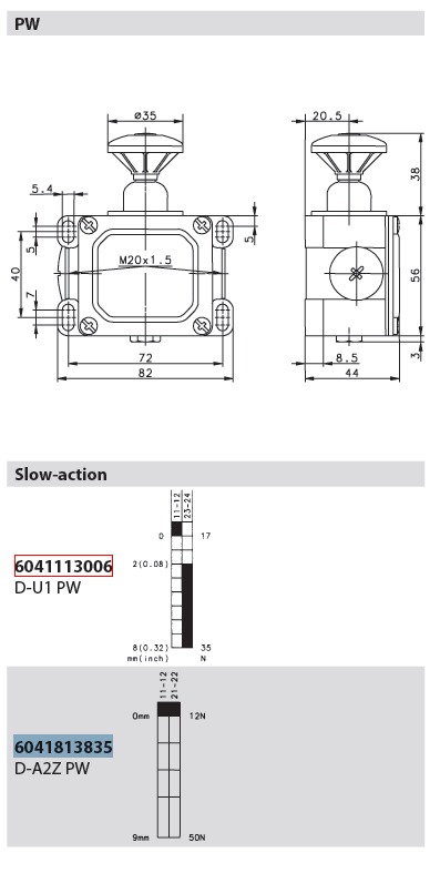 BE6041813835 — INTERRUPTOR DE LIMITE METALICO, ACTUADOR