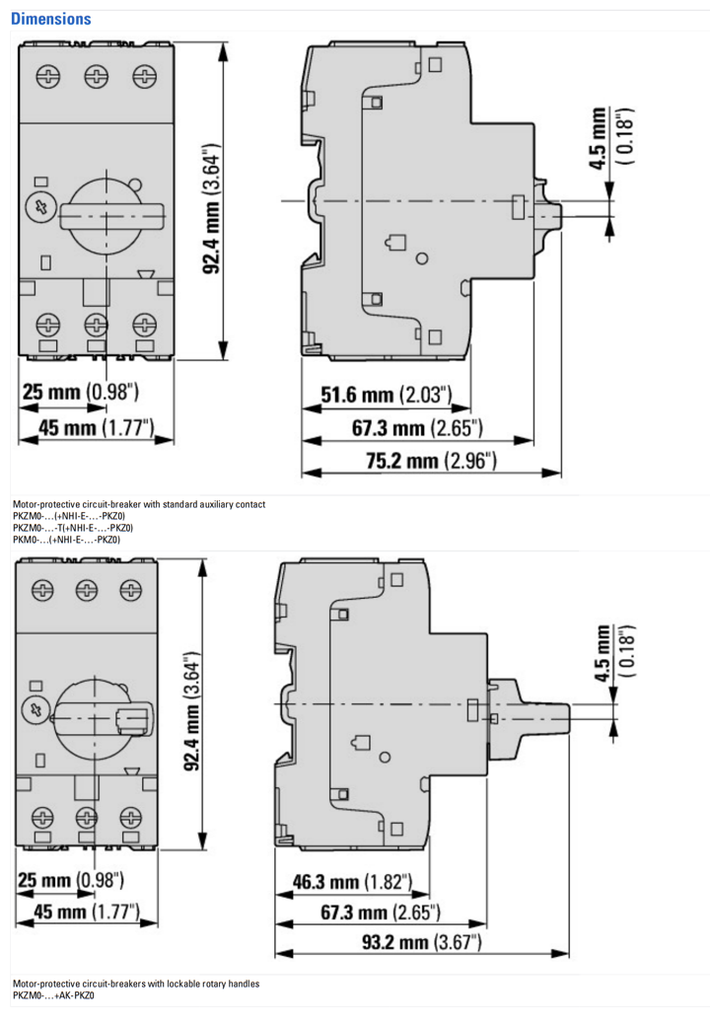 PKZM0-6.3 — GUARDAMOTOR TERMOMAGNETICO, 4-6.3A