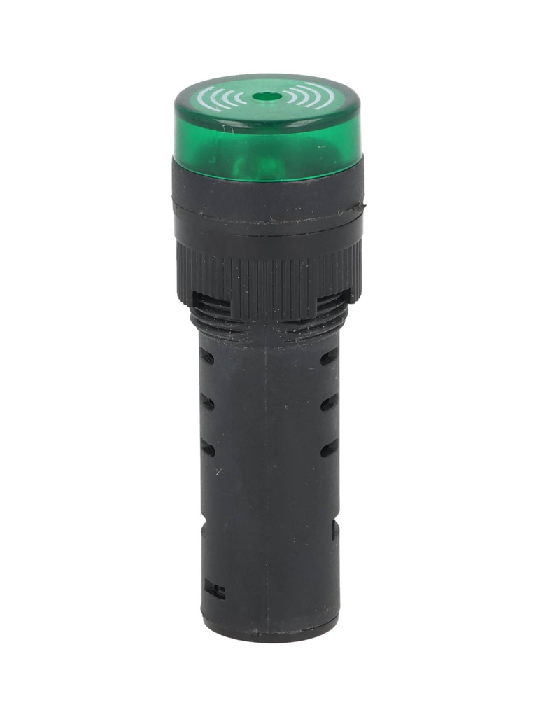 BLIR12V — BUZZER INTERMITENTE 16MM 12V LED VERDE 85DB *NO SON A PRUEBA DE EXPLOSIÓN*