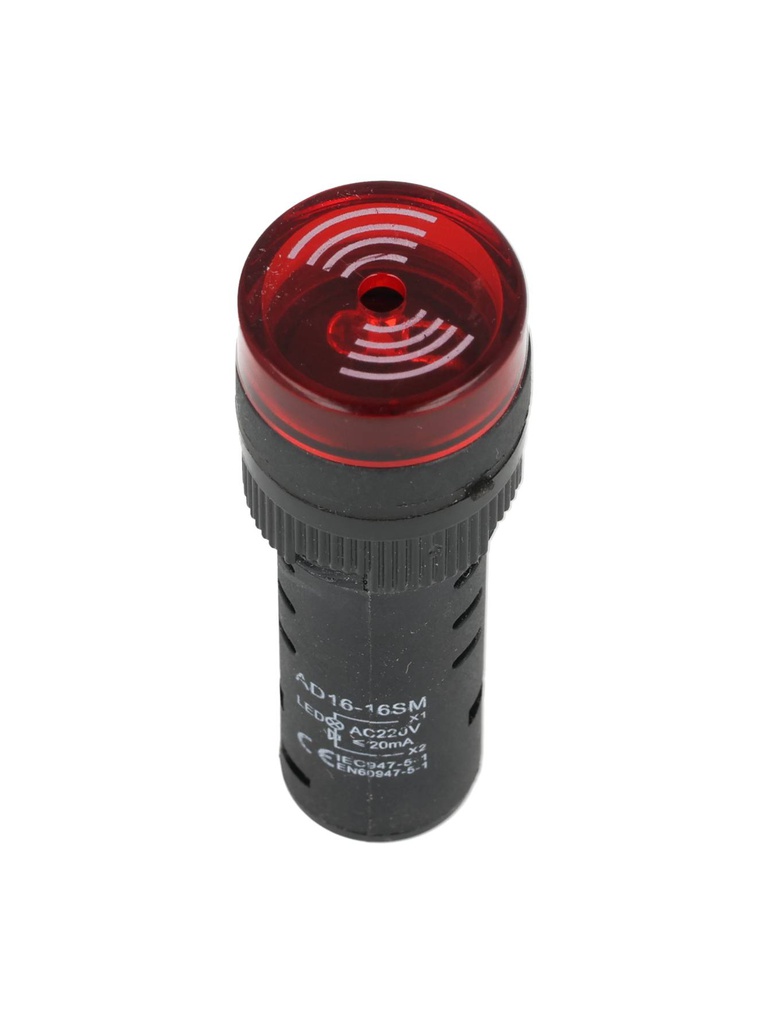BLIR220V-16  — BUZZER INTERMITENTE ROJO 16MM 220VCA, 85DB, 50/60Hz