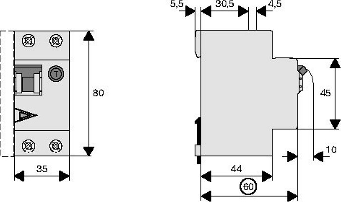 PKNM-25/1N/C/003 — BREAKER 25 A, 30 mA COMBINADO + DIFERENC