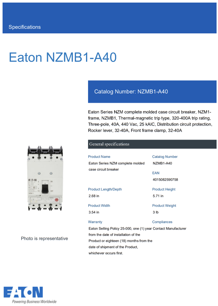 NZMB1-A125 — INTERRUPTOR TERMOMAG 125AMP