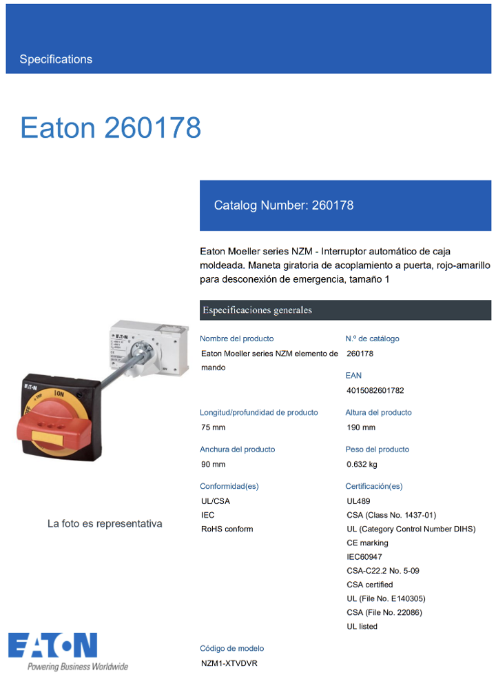 NZM1-XTVDVR — INTERRUPTOR ROTATIVO EMERGENCIA ROJO/AMA